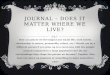 JOURNAL – DOES IT MATTER WHERE WE LIVE? How can places we live impact our social life, work habits, relationship to nature, personality, values, etc.?