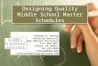 Designing Quality Middle School Master Schedules Michael D. Rettig Professor Emeritus James Madison University P.O. Box 203 Crozet, VA 22932 434-249-3024