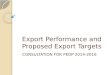 Export Performance and Proposed Export Targets CONSULTATION FOR PEDP 2014-2016
