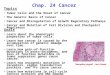 Chap. 24 Cancer Topics Tumor Cells and the Onset of Cancer The Genetic Basis of Cancer Cancer and Misregulation of Growth Regulatory Pathways Cancer and