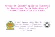 Review of Country Specific Evidence to Strengthen Early Detection of Breast Cancers in Sri Lanka Dr. Suraj Perera MBBS, MSc, MD Consultant Community Physician