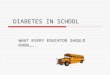 DIABETES IN SCHOOL WHAT EVERY EDUCATOR SHOULD KNOW……