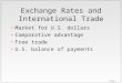Slide 1 Exchange Rates and International Trade Market for U.S. dollars Comparative advantage Free trade U.S. balance of payments