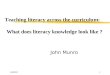 8/27/20151 Teaching Literacy across the John Munro Teaching literacy across the curriculum: What does literacy knowledge look like ?