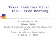 Texas Families First Task Force Meeting Presentation by Diane Rath Chair & Commissioner Representing the Public Texas Workforce Commission October 9, 2003