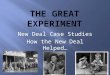 New Deal Case Studies How the New Deal Helped….  Each “think tank” group will discuss each scenario from the worksheet.  Identify the problems facing