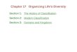 Chapter 17 Organizing Life’s Diversity Section 1: The History of Classification Section 2: Modern Classification Section 3: Domains and Kingdoms