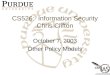 CS526: Information Security Chris Clifton October 7, 2003 Other Policy Models