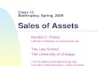 Class 13 Bankruptcy, Spring, 2009 Sales of Assets Randal C. Picker Leffmann Professor of Commercial Law The Law School The University of Chicago 773.702.0864/r-picker@uchicago.edu