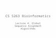 CS 5263 Bioinformatics Lecture 4: Global Sequence Alignment Algorithms