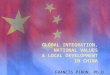GLOBAL INTEGRATION, NATIONAL VALUES & LOCAL DEVELOPMENT IN CHINA FRANCIS PIRON, Ph.D., 2013