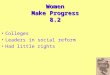 Women Make Progress 8.2 Colleges Leaders in social reform Had little rights