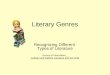 Literary Genres Recognizing Different Types of Literature Source of information: Cullinan and Galda’s Literature and the Child