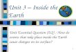 Unit 3 – Inside the Earth Unit Essential Question (EQ) : How do events that take place inside the Earth cause changes on its surface? 1