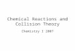 Chemical Reactions and Collision Theory Chemistry I 2007