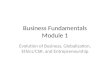 Business Fundamentals Module 1 Evolution of Business, Globalization, Ethics/CSR, and Entrepreneurship