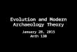 Evolution and Modern Archaeology Theory January 28, 2015 Anth 130