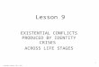 copyright, edyoung, PhD, 3-1999 1 Lesson 9 EXISTENTIAL CONFLICTS PRODUCED BY IDENTITY CRISES ACROSS LIFE STAGES
