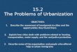 15.2 The Problems of Urbanization OBJECTIVES: 1.Describe the movement of immigrants to cities and the opportunities they found there 2.Explain how cities