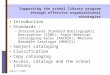 August 9,2007 Supporting the school library program through effective organizational strategies Introduction Standards : –International Standard Bibliographic