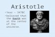 Aristotle Year – 347BC believed that the Earth was at the center of the universe