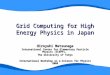 Grid Computing for High Energy Physics in Japan Hiroyuki Matsunaga International Center for Elementary Particle Physics (ICEPP), The University of Tokyo