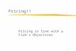 1 Pricing!! Pricing in line with a Firm’s Objectives