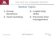 Part 4 D – 1 V3.0 THE IIA’S CIA LEARNING SYSTEM TM  1.Group dynamics 2.Team building Section Topics 3.Leadership skills 4.Personal time
