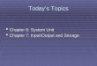 Today’s Topics  Chapter 6: System Unit  Chapter 7: Input/Output and Storage
