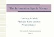 The Information Age & Privacy  Privacy At Work  Privacy & the Internet  Surveillance Networks & Communications Part 4