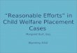 “Reasonable Efforts” in Child Welfare Placement Cases Margaret Burt, Esq. Wyoming 2010