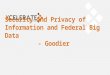 Security and Privacy of Information and Federal Big Data - Goodier