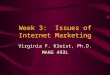 Week 3: Issues of Internet Marketing Virginia F. Kleist, Ph.D. MANG 493L