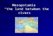 Mesopotamia “the land between the rivers”. Key Terms City-state: Each Sumerian city was considered a state; each state consisted of a city surrounded