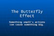 The Butterfly Effect Something small ’ s actions can cause something big