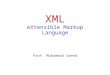 XML eXtensible Markup Language Prof. Muhammad Saeed