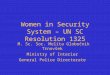 Women in Security System – UN SC Resolution 1325 M. Sc. Soc. Melita Globočnik Trnovšek Ministry of Interior General Police Directorate
