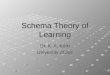 Schema Theory of Learning Dr. K. A. Korb University of Jos