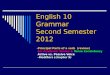 English 10 Grammar Second Semester 2012 - Principal Parts of a verb (review) - Six Academic Tenses & Tense Consistency - Active vs. Passive Voice - -Modifiers