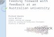 Feeding forward with feedback at an Australian university Richard Warner Julia Miller Academic Learning and Language Centre for Learning and Professional