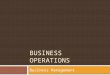 BUSINESS OPERATIONS Business Management. Today’s Objectives  Identify workplace safety & security measures.  Analyze components included in policies