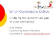When Generations Collide Bridging the generation gap in your workplace Jana Dobbs Community Bank President CornerBank, 