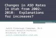 Changes in ASD Rates In Utah from 2002-2010: Explanations for increases? Judith Pinborough Zimmerman, Ph.D. Assistant Research Professor University of