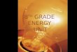 8 TH GRADE ENERGY UNIT. What is ENERGY? ENERGY – The ability to do work or create a change. –Law of Conservation: Energy is neither created nor destroyed…only