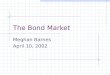 The Bond Market Meghan Barnes April 10, 2002. Overview Bonds and Bond Purchasers Issuers of Bonds Common Types of Bonds Bond Prices Measures of Yield