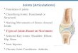 Joints (Articulations) Functions of joints Classifying Joints: Functional or Structural Naming Movements of Bones Around Joints Types of Joints Based on