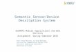 Semantic Sensor/Device Description System EEEM042-Mobile Applications and Web Services Assignment- Spring Semester 2015 Prof. Klaus Moessner, Dr Payam