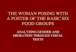 THE WOMAN POSING WITH A POSTER OF THE BASIC SIX FOOD GROUPS ANALYZING GENDER AND MIGRATION THROUGH VISUAL TEXTS