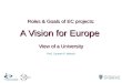 Roles & Goals of EC projects: A Vision for Europe View of a University Prof. Carsten P. Welsch