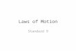 Laws of Motion Standard 9. Force A push or pull that can cause an object to change its velocity or which can cause a flexible object to deform